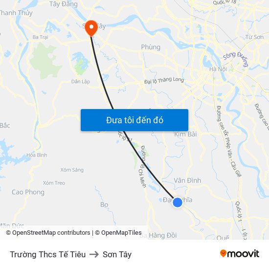 Trường Thcs Tế Tiêu to Sơn Tây map