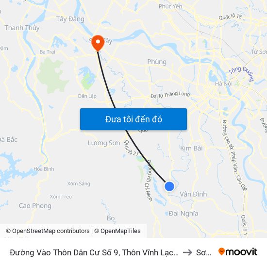 Đường Vào Thôn Dân Cư Số 9, Thôn Vĩnh Lạc, Xã Mỹ Thành Khoảng 50m to Sơn Tây map