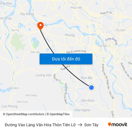 Đường Vào Làng Văn Hóa Thôn Tiên Lữ to Sơn Tây map