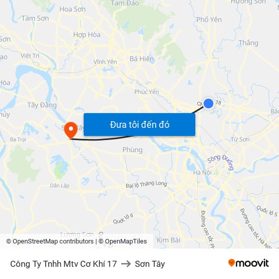 Công Ty Tnhh Mtv Cơ Khí 17 to Sơn Tây map