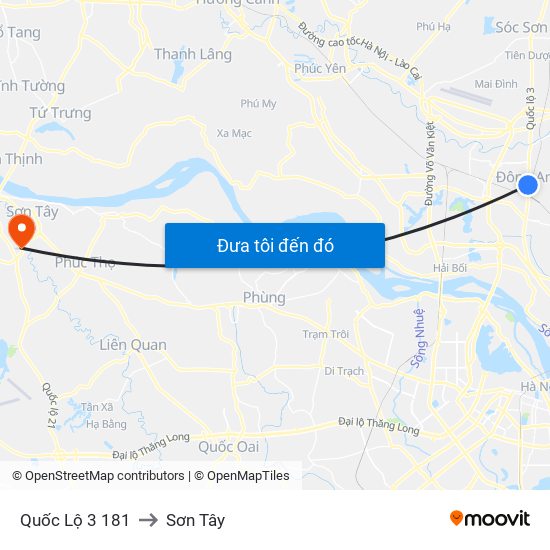 Quốc Lộ 3 181 to Sơn Tây map