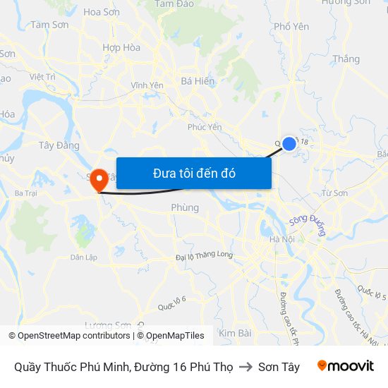 Quầy Thuốc Phú Minh, Đường 16 Phú Thọ to Sơn Tây map