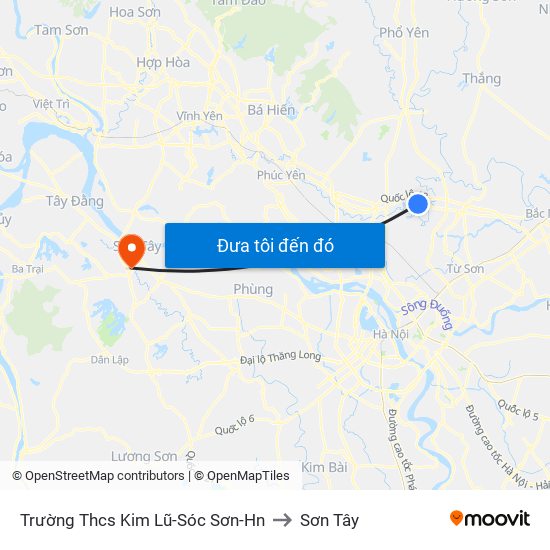 Trường Thcs Kim Lũ-Sóc Sơn-Hn to Sơn Tây map