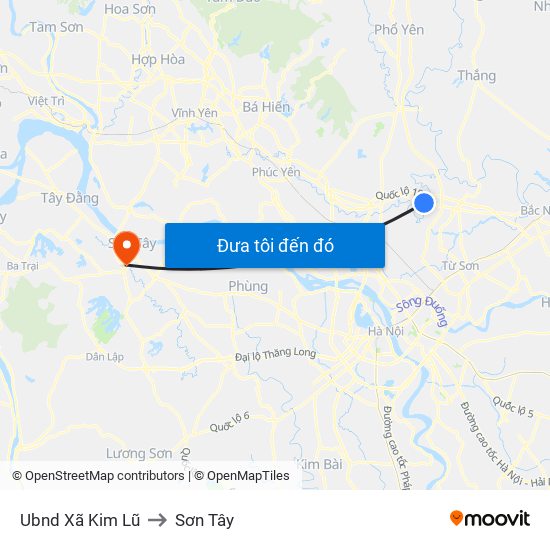 Ubnd Xã Kim Lũ to Sơn Tây map