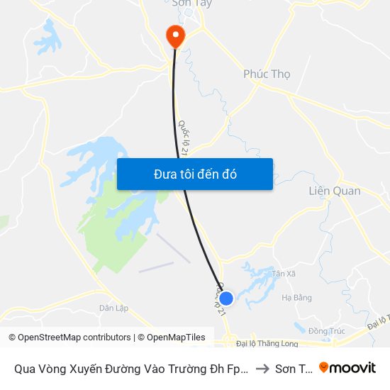 Qua Vòng Xuyến Đường Vào Trường Đh Fpt 50m to Sơn Tây map