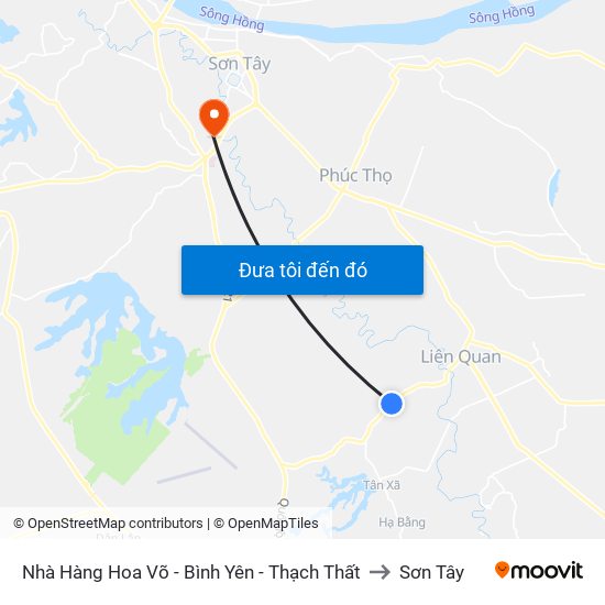 Nhà Hàng Hoa Võ - Bình Yên - Thạch Thất to Sơn Tây map