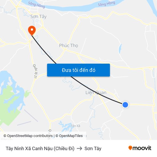 Tây Ninh Xã Canh Nậu (Chiều Đi) to Sơn Tây map