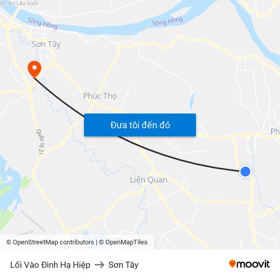 Lối Vào Đình Hạ Hiệp to Sơn Tây map