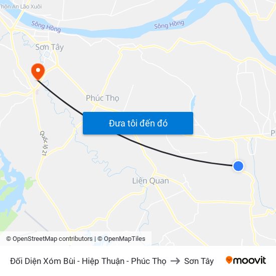 Đối Diện Xóm Bùi - Hiệp Thuận - Phúc Thọ to Sơn Tây map