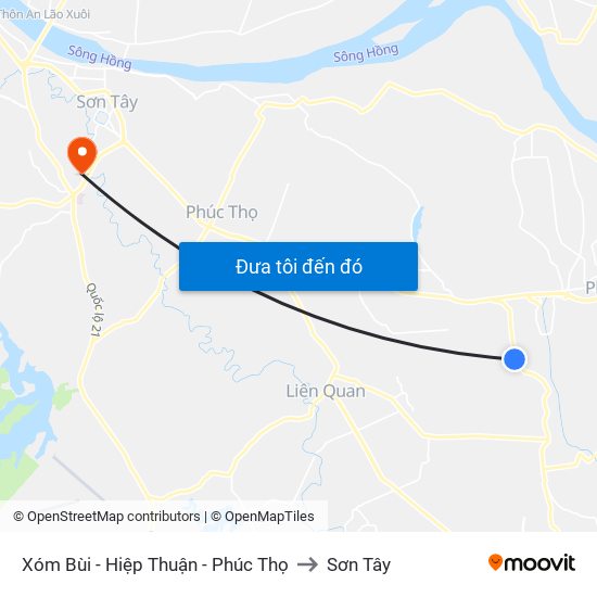 Xóm Bùi - Hiệp Thuận - Phúc Thọ to Sơn Tây map