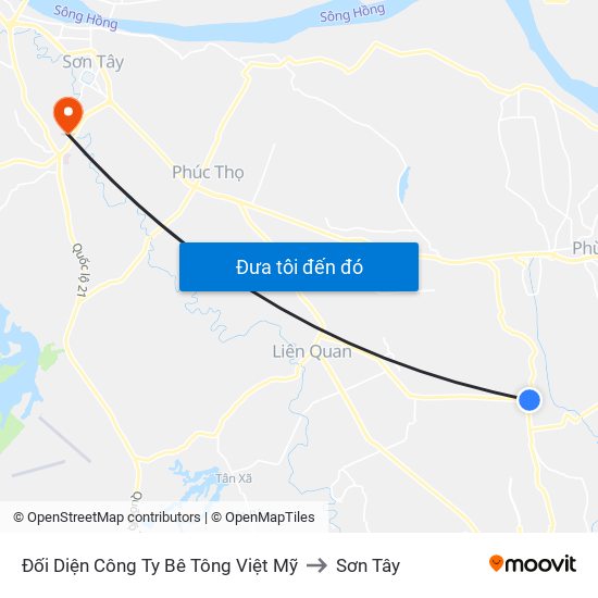 Đối Diện Công Ty Bê Tông Việt Mỹ to Sơn Tây map