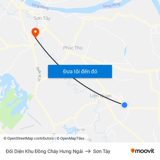 Đối Diện Khu Đồng Cháy Hưng Ngải to Sơn Tây map