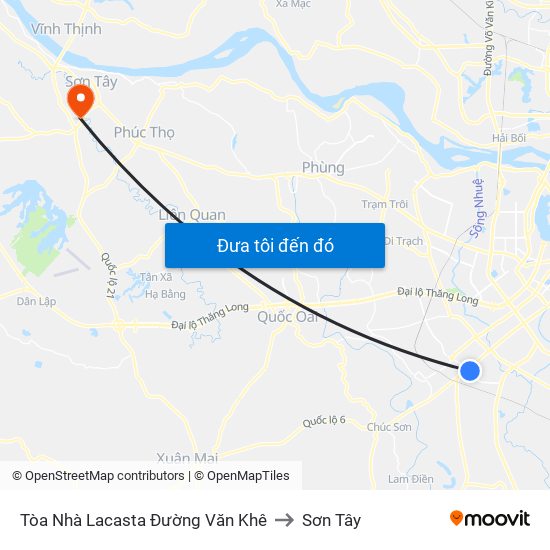 Tòa Nhà Lacasta Đường Văn Khê to Sơn Tây map