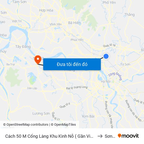 Cách 50 M Cổng Làng Khu Kình Nỗ ( Gần Viên Bắc Thăng Long ) to Sơn Tây map