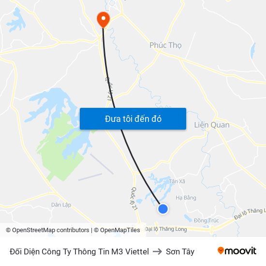 Đối Diện Công Ty Thông Tin M3 Viettel to Sơn Tây map