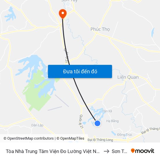 Tòa Nhà Trung Tâm Viện  Đo Lường Việt Nam to Sơn Tây map
