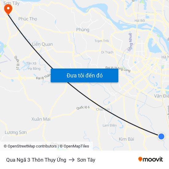 Qua Ngã 3 Thôn Thụy Ứng to Sơn Tây map