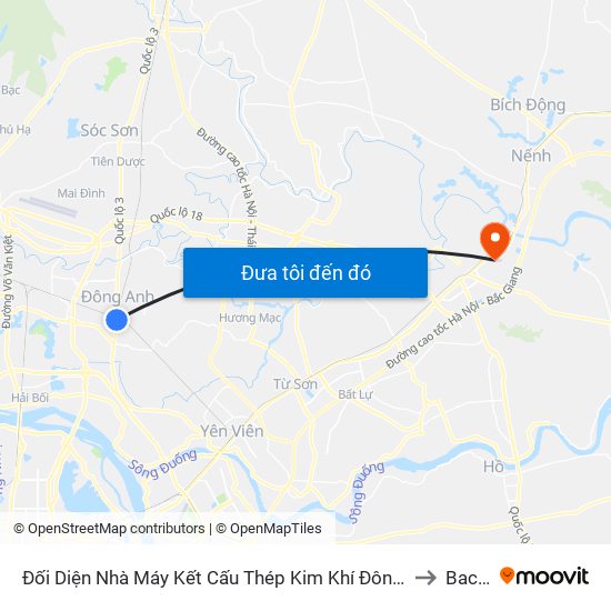 Đối Diện Nhà Máy Kết Cấu Thép Kim Khí Đông Anh - Km 13+400 Quốc Lộ 3 to Bac Ninh map