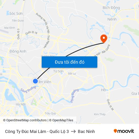 Công Ty Đúc Mai Lâm - Quốc Lộ 3 to Bac Ninh map