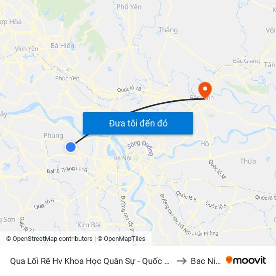 Qua Lối Rẽ Hv Khoa Học Quân Sự - Quốc Lộ 32 to Bac Ninh map