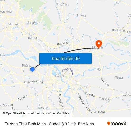 Trường Thpt Bình Minh - Quốc Lộ 32 to Bac Ninh map