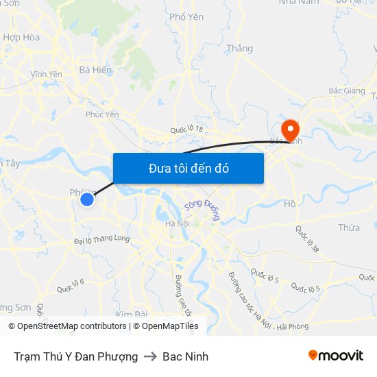 Trạm Thú Y Đan Phượng to Bac Ninh map