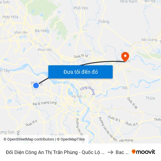 Đối Diện Công An Thị Trấn Phùng - Quốc Lộ 32 (Cọc Tiêu H6/21) to Bac Ninh map