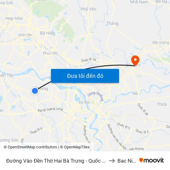Đường Vào Đền Thờ Hai Bà Trưng - Quốc Lộ 32 to Bac Ninh map