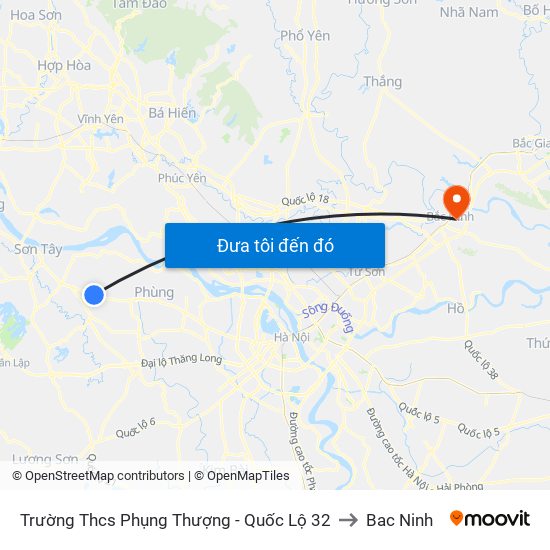 Trường Thcs Phụng Thượng - Quốc Lộ 32 to Bac Ninh map