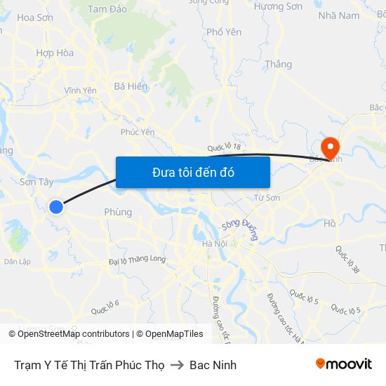 Trạm Y Tế Thị Trấn Phúc Thọ to Bac Ninh map