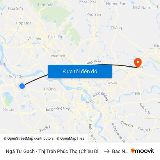 Ngã Tư Gạch - Thị Trấn Phúc Thọ (Chiều Đi Sơn Tây) to Bac Ninh map