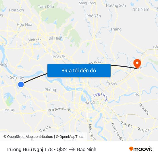 Trường Hữu Nghị T78 - Ql32 to Bac Ninh map