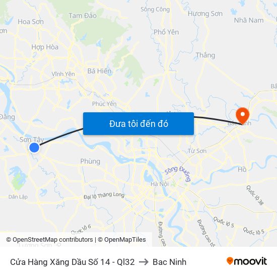 Cửa Hàng Xăng Dầu Số 14 - Ql32 to Bac Ninh map