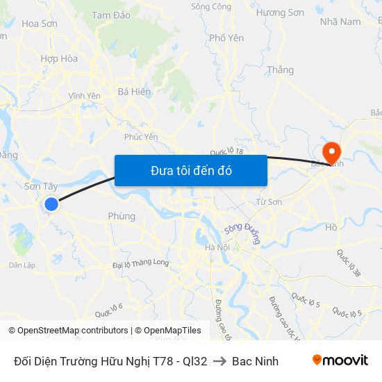 Đối Diện Trường Hữu Nghị T78 - Ql32 to Bac Ninh map
