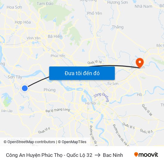 Công An Huyện Phúc Thọ - Quốc Lộ 32 to Bac Ninh map