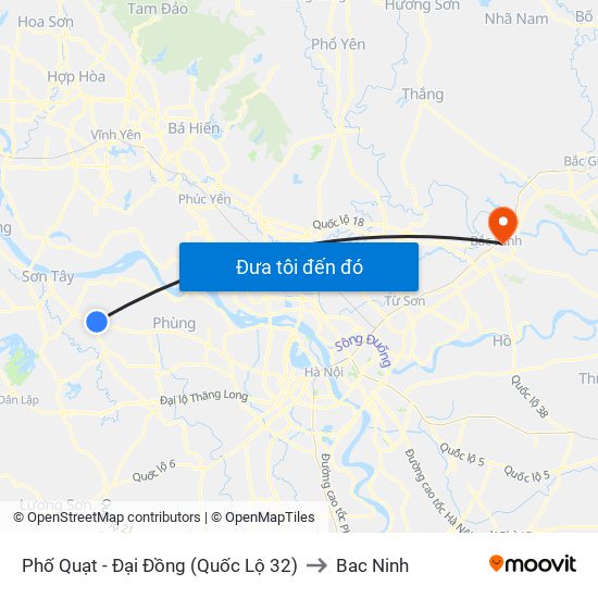 Phố Quạt - Đại Đồng (Quốc Lộ 32) to Bac Ninh map