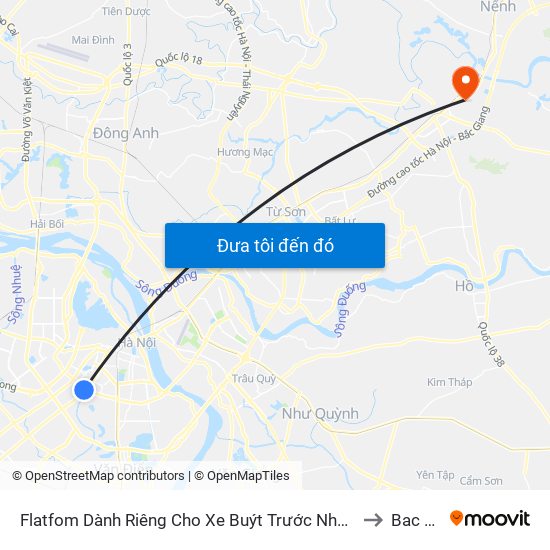 Flatfom Dành Riêng Cho Xe Buýt Trước Nhà 45 Đường Láng to Bac Ninh map