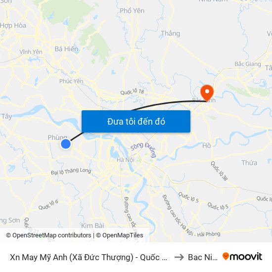 Xn May Mỹ Anh (Xã Đức Thượng) - Quốc Lộ 32 to Bac Ninh map