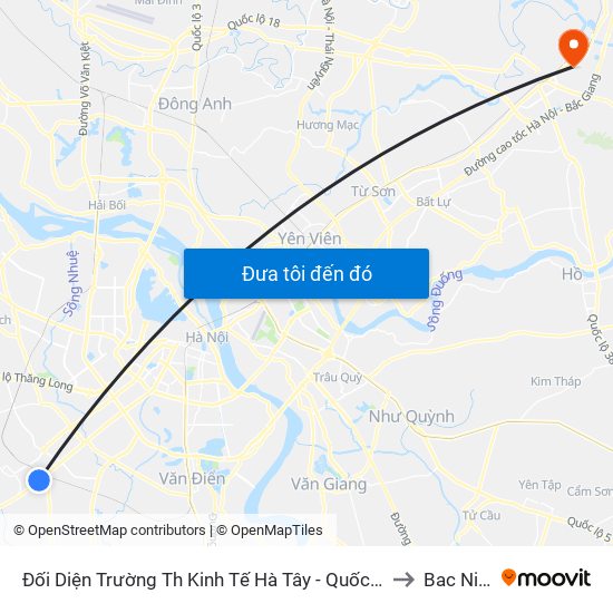 Đối Diện Trường Th Kinh Tế Hà Tây - Quốc Lộ 6 to Bac Ninh map