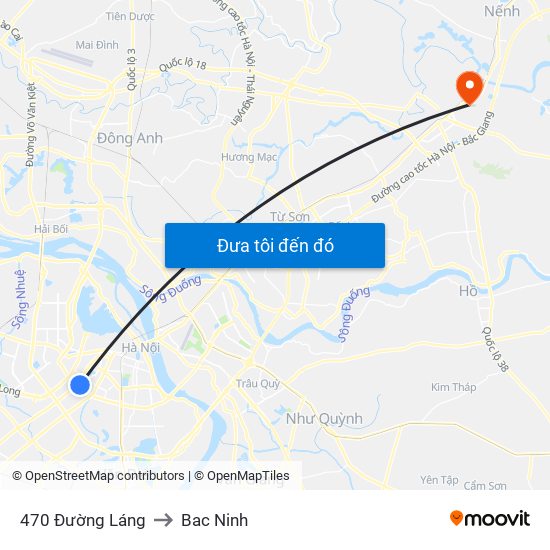 470 Đường Láng to Bac Ninh map