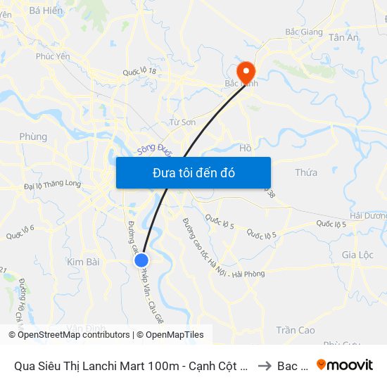 Qua Siêu Thị Lanchi Mart 100m - Cạnh Cột Mốc H1/13 - Tl 427 to Bac Ninh map