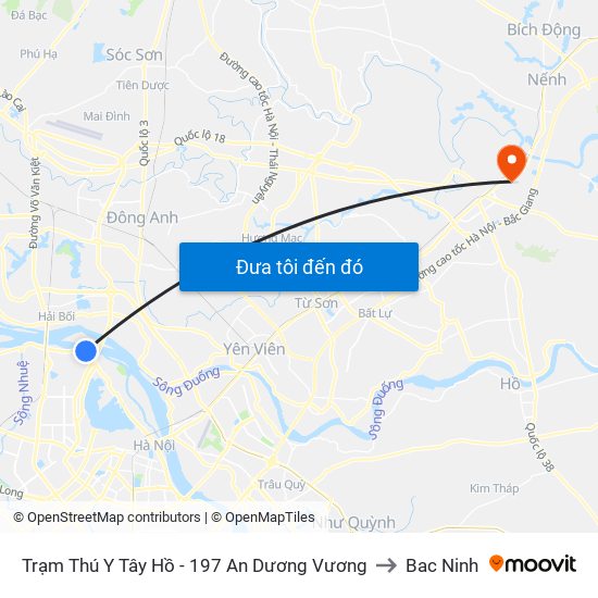 Trạm Thú Y Tây Hồ - 197 An Dương Vương to Bac Ninh map