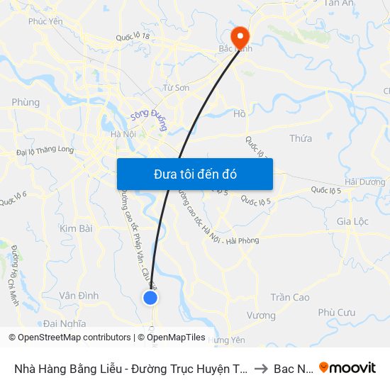Nhà Hàng Bằng Liễu - Đường Trục Huyện Thao Chính to Bac Ninh map