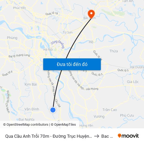 Qua Cầu Anh Trỗi 70m - Đường Trục Huyện Thao Chính to Bac Ninh map