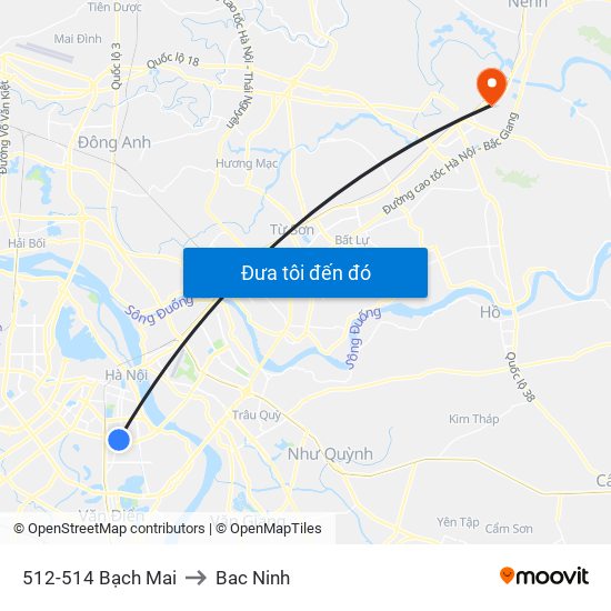 512-514 Bạch Mai to Bac Ninh map