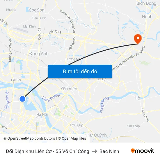Đối Diện Khu Liên Cơ - 55 Võ Chí Công to Bac Ninh map