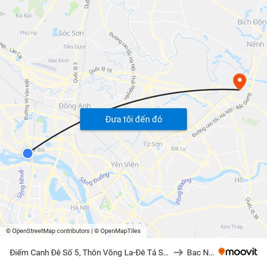 Điếm Canh Đê Số 5, Thôn Võng La-Đê Tả Sông Hồng to Bac Ninh map