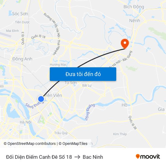 Đối Diện Điếm Canh Đê Số 18 to Bac Ninh map