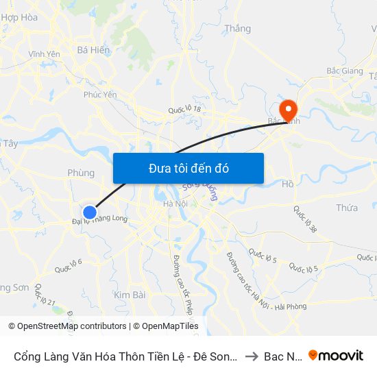 Cổng Làng Văn Hóa Thôn Tiền Lệ - Đê Song Phương to Bac Ninh map