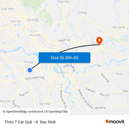 Thôn 7 Cát Quế to Bac Ninh map